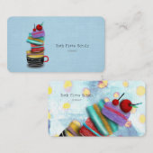 Carte De Visite Catering Macaron Points Polka (Devant / Derrière)
