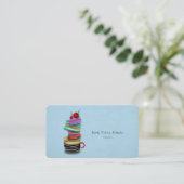 Carte De Visite Catering Macaron Points Polka (Debout devant)