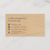 Carte De Visite Catering Restaurant Personal Chef Rustic Wood (Dos)
