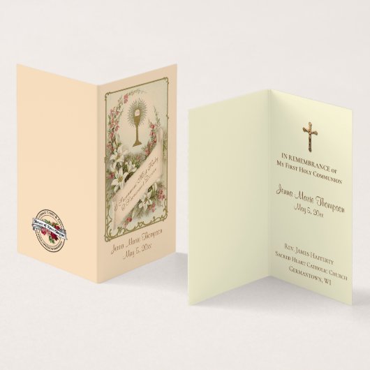 Carte De Visite Catholicisme traditionnel de First Holy Communion (Intérieur et extérieur)