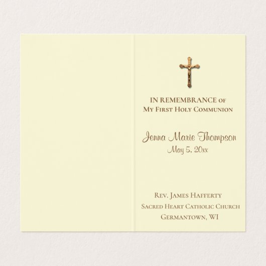Carte De Visite Catholicisme traditionnel de First Holy Communion (Intérieur déplié)