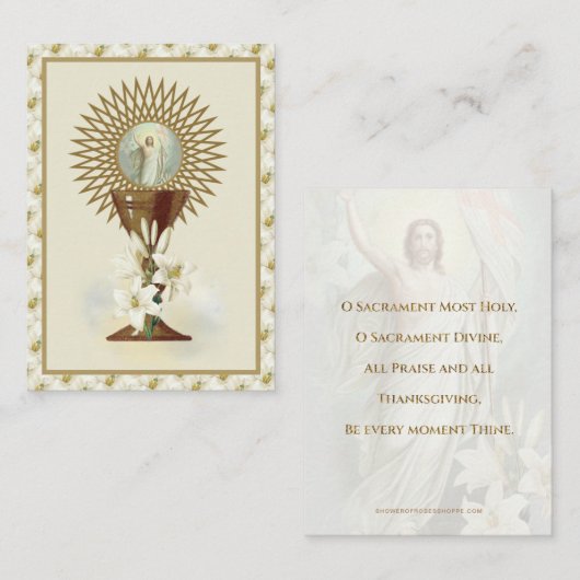 Carte De Visite Catholique Jésus Eucharistie Anges Prière Pâques (Devant / Derrière)