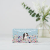 Carte De Visite Cavalier King Charles Spaniel Chien Flower Motif (Debout devant)