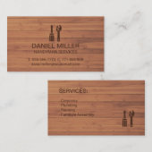 Carte De Visite Cavalier Spanner Handyman Wooden Texture (Devant / Derrière)