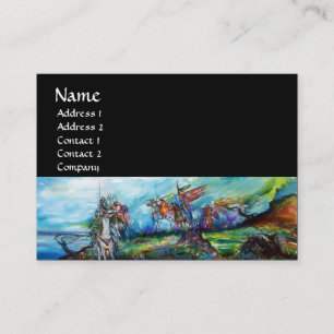 Carte De Visite CAVALIERS DANS le brun pourpre bleu blanc de noir