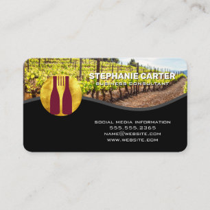 Carte De Visite Cave à vin   Bouteilles de vin Fourche Logo   Vign