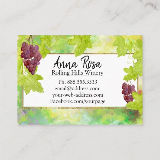 Carte De Visite *~* Cave à vin Vignobles Vignobles Vignobles (Dos)