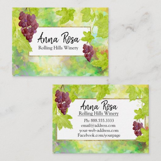 Carte De Visite *~* Cave à vin Vignobles Vignobles Vignobles (Devant / Derrière)