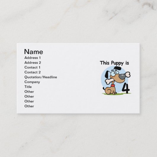 Carte De Visite Ce Chiot 4e Anniversaire Tshirts et cadeaux (Devant)