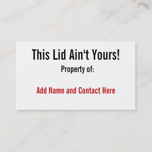 Carte De Visite Ce couvercle n'est pas à vous ! (Devant)