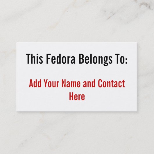 Carte De Visite Ce Fedora appartient à (Devant)