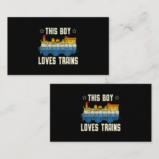Carte De Visite Ce Garçon Aime Trains Lover Railway Locomotive Tra (Devant / Derrière)