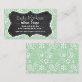 Carte De Visite Celadon Paisley ; Floral ; aspect tableau de bord (Devant / Derrière)