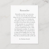 Carte De Visite Célébration de la vie Bois rustique Un souvenir ph (Dos)