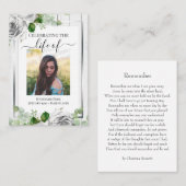 Carte De Visite Célébration de la vie Bois rustique Un souvenir ph (Devant / Derrière)