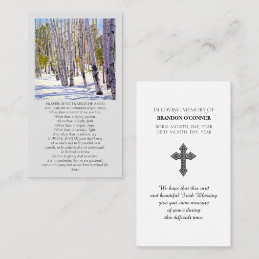 Carte De Visite Célébration de la vie de funérailles modernes Mémo (Devant / Derrière)