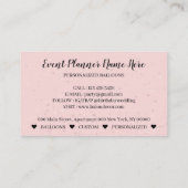 Carte De Visite Célébration de l'organisateur d'événements Pink Pa (Dos)