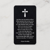 Carte De Visite Celebration of Life Photo Bookmark Prayer Card (Dos)