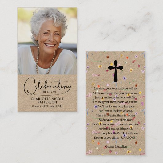 Carte De Visite Celebration of Life Photo Bookmark Prayer Card (Devant / Derrière)