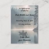 Carte De Visite Celebration of Life Service  Wilderness Lake Canoe (Dos)