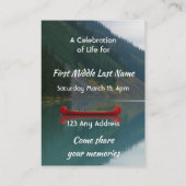 Carte De Visite Celebration of Life Service Wilderness Lake Canoe (Dos)