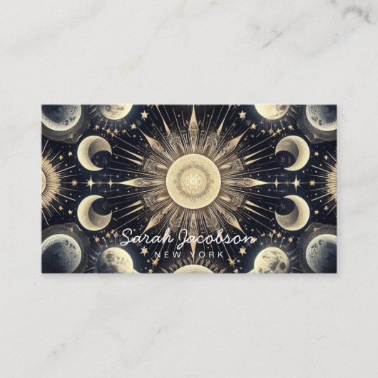 Carte de visite céleste boho – Ciel nocturne cosmi (Devant)