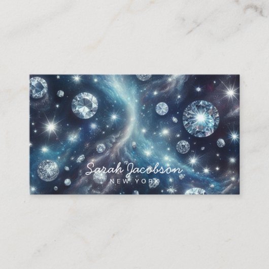 Carte de visite céleste diamantée – Ciel nocturne  (Devant)