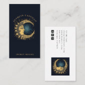 Carte de visite céleste Gold Black Elegant (Devant / Derrière)