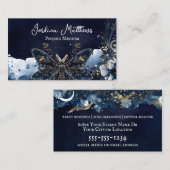 Carte De Visite Céleste Moth Bleu et Gold Night Ciel Psychique (Devant / Derrière)