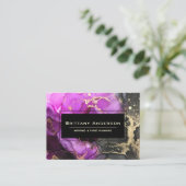 Carte De Visite Céleste noir rose or Abstrait personnalisé (Debout devant)