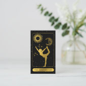 Carte De Visite Celestial Tarot Logo Yoga Healer Black Gold  (Debout devant)