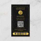 Carte De Visite Celestial Tarot Logo Yoga Healer Black Gold  (Dos)