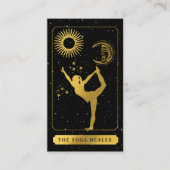 Carte De Visite Celestial Tarot Logo Yoga Healer Black Gold  (Devant)