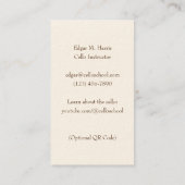 Carte De Visite Cello & Bow Classical Musician Premium (léger) (Dos)