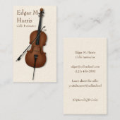 Carte De Visite Cello & Bow Classical Musician Premium (léger) (Devant / Derrière)