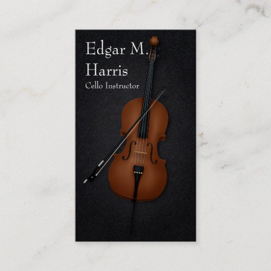Carte De Visite Cello & Bow Classical Musician Premium (sombre) (Devant)