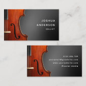 Carte De Visite Cello Enseignant Musicien Professionnel Simple (Devant / Derrière)