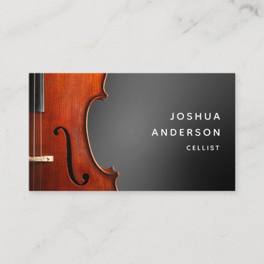 Carte De Visite Cello Enseignant Musicien Professionnel Simple (Devant)