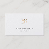 Carte De Visite Cello Teacher Gold Bass Clef Moderne (Devant)