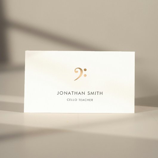 Carte De Visite Cello Teacher Gold Bass Clef Moderne