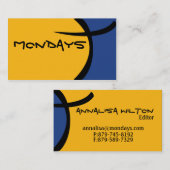 Carte De Visite Cellule de bande dessinée - bleu et jaune (Devant / Derrière)