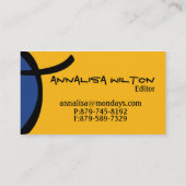 Carte De Visite Cellule de bande dessinée - bleu et jaune (Dos)