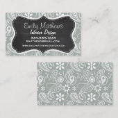 Carte De Visite Cendré gris; Paisley gris; Aspect tableau noir rét (Devant / Derrière)