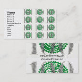 Carte De Visite Cent billet d'un dollar (Devant / Derrière)