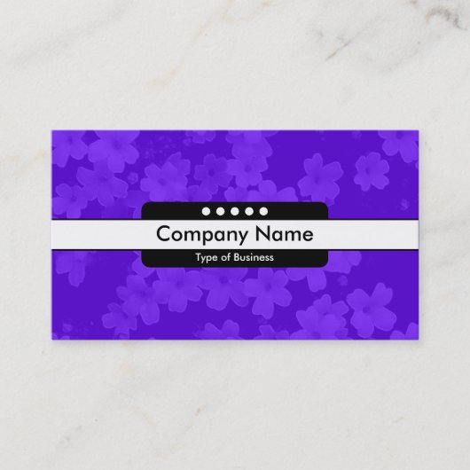 Carte De Visite Centre Bande 5 Points - Fleurs - Bleu Violet (Devant)