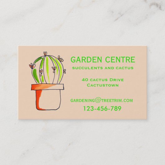 Carte De Visite Centre de jardin succulents et plantes de cactus (Devant)