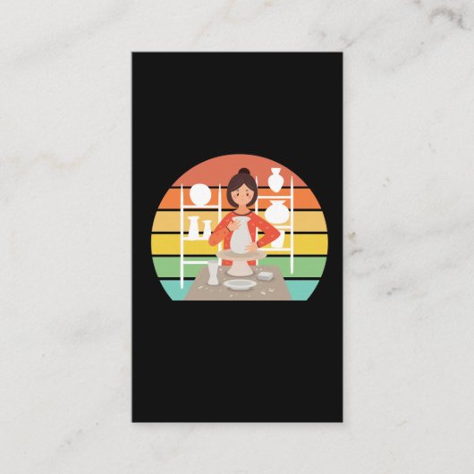 Carte De Visite Céramique Kiln, femme de la poterie rétro (Devant)