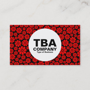 Carte De Visite Cercle - 8 pétales - rouge sur noir