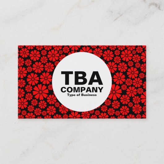 Carte De Visite Cercle - 8 pétales - rouge sur noir (Devant)