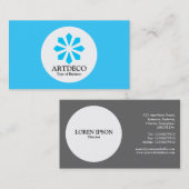 Carte De Visite Cercle - Art Déco - Ciel bleu (Devant / Derrière)